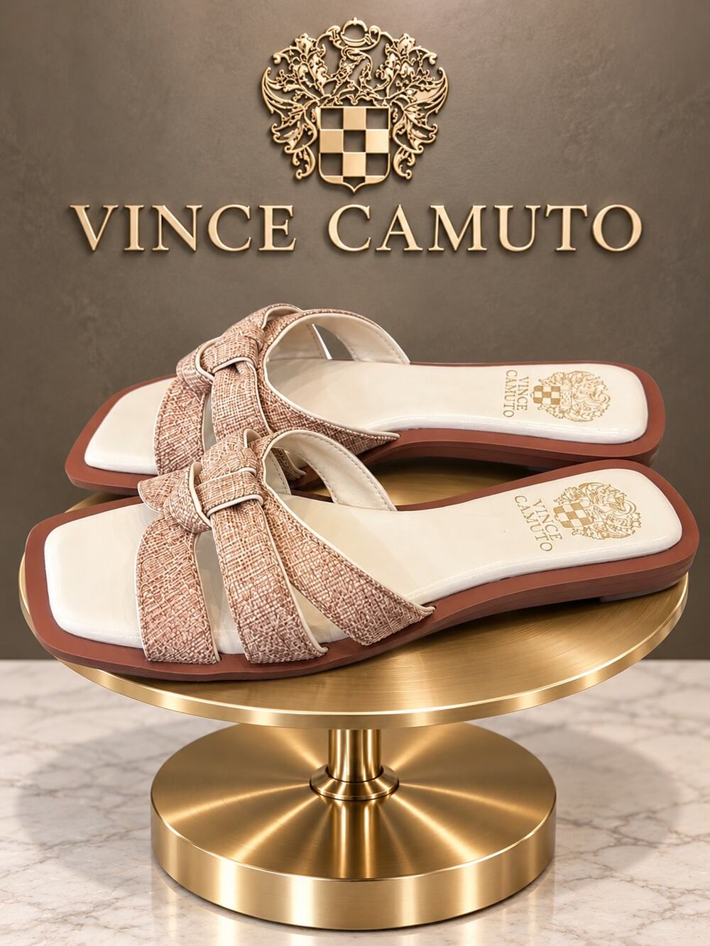 Vince Camuto Byrdy Knotted Flat Slide Sandals Women’s 8.5M EU 39.5 NWOB
